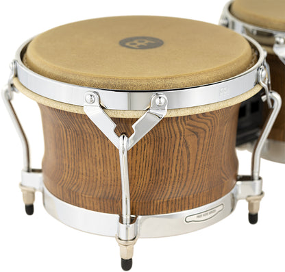 MEINL Percussion Woodcraft Series Wood Bongo 7" Macho & 9" Hembra - Zebra Finished Ash/Chrome HW