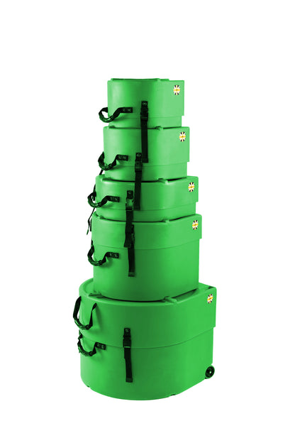 HARDCASE Rock/Fusion Case Set - 22“ Bass Drum, 10“ Tom, 12“ Tom, 16“ Floor Tom, 14“ Snare Drum - Light Green / komplett gepolstert