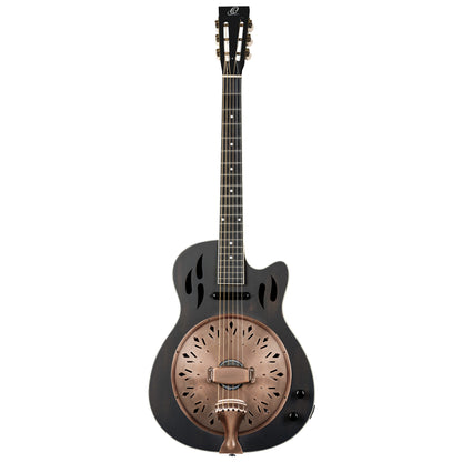 ORTEGA Americana Series Resonatorgitarre  6 String - Distressed Black / Antique Brass HW