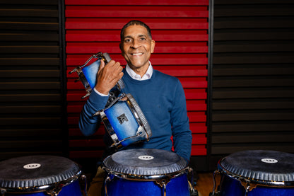 MEINL Percussion Artist Series Bongo William "Kachiro" Thompson, REMO® Black Calfskin Skyndeep Heads - 7" & 8 1/2" Electric Sky