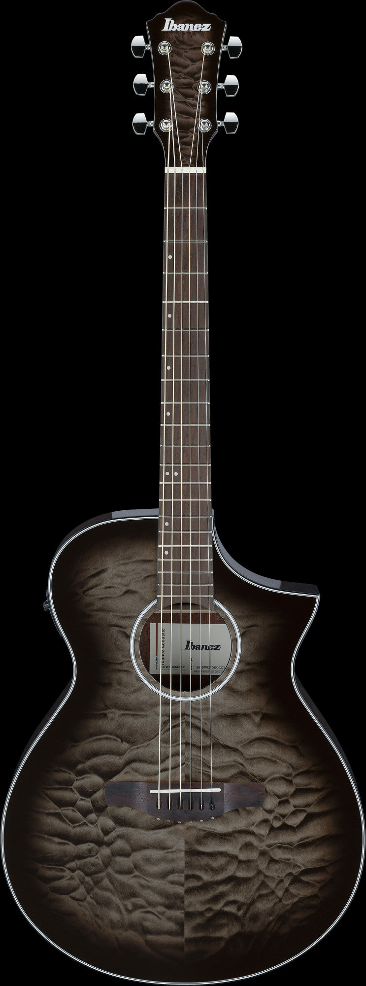 IBANEZ AEWC Acoustic Guitar 6-String - Transparent Black Sunburst Top & Natural High Gloss Back & Side