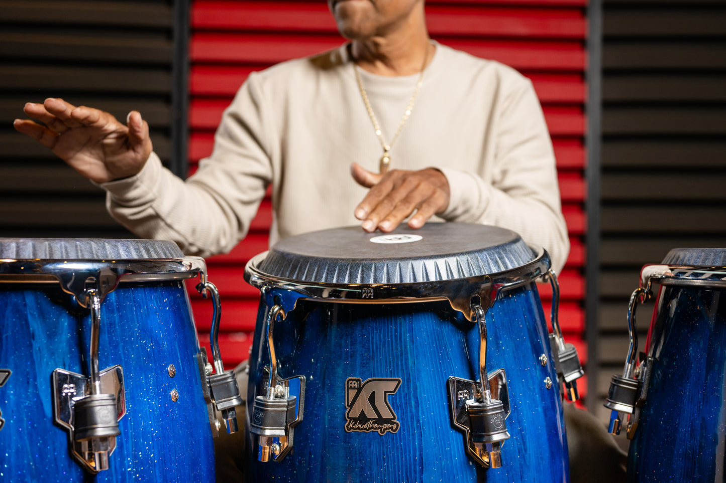 MEINL Percussion Artist Series William Kachiro Conga 11 3/4" /REMO® Black Calfskin Skyndeep Heads - Blue Wave