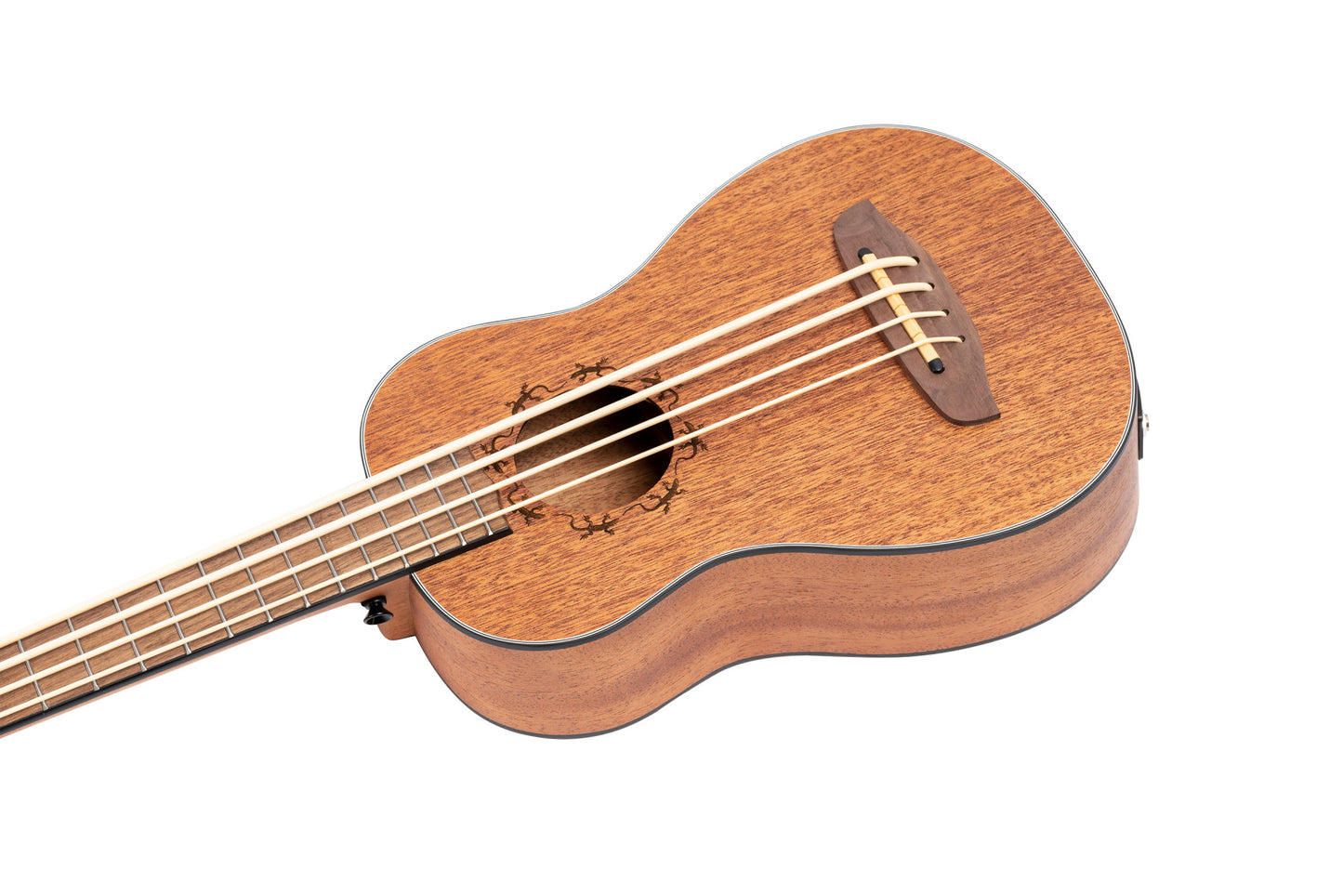 ORTEGA Lizard Series Short Scale Uke Bass 4 String Lefty - Acacia Natural + Bag