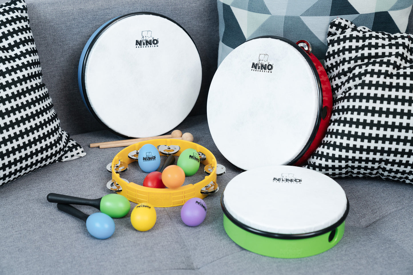 NINO Percussion Rhythmus Set für Kinder - 12 teilig