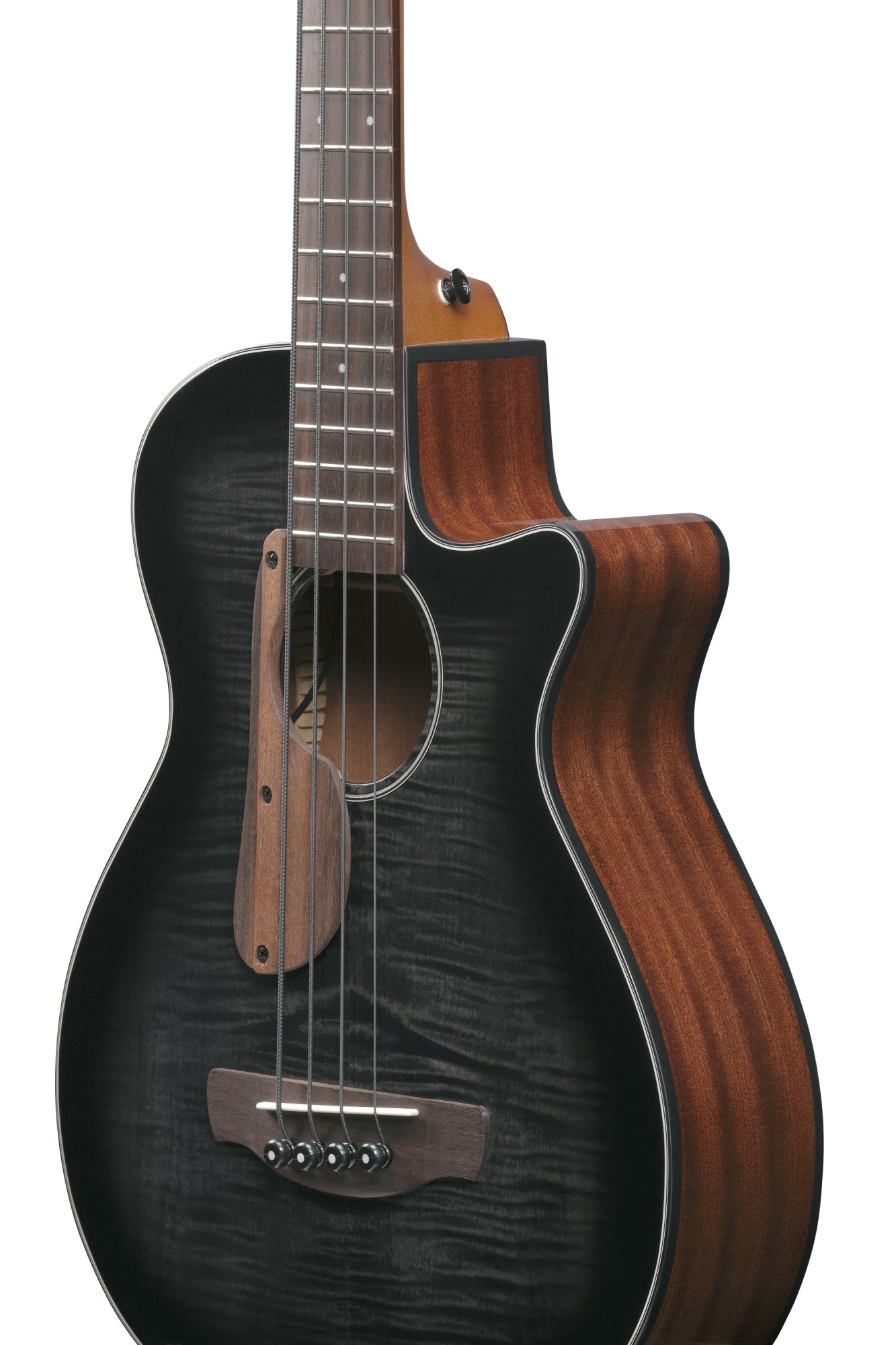 IBANEZ AEGB Acoustic Bass 4-String - Transparent Black Sunburst, Natural High Gloss Back & Sides