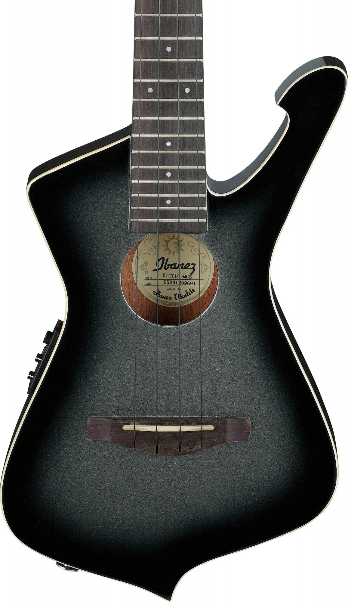 IBANEZ Iceman Tenor Ukulele 4-String - Metallic Gray Sunburst + Gig Bag