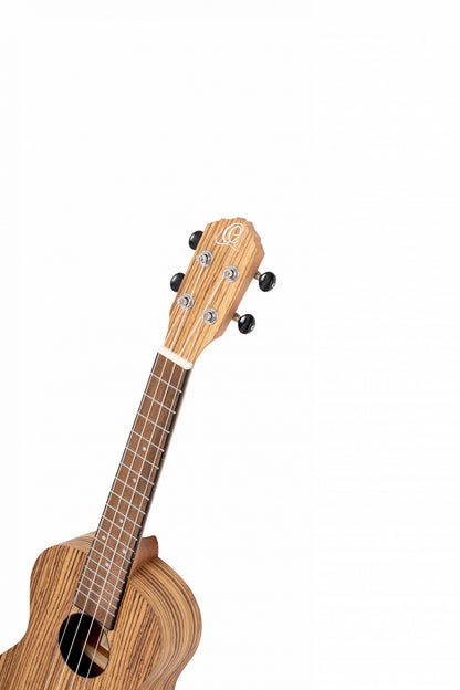 ORTEGA Timber Serie Konzert Preamp Ukulele 4 String Lefty - Zebrawood Natural + Bag