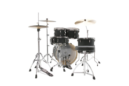 TAMA Imperialstar Drum Set 5 teilig - Blacked Out Black/Black Nickel HW + MEINL Cymbals HCS Cymbal Kit/Stage Master Double-Braced Hardware Kit