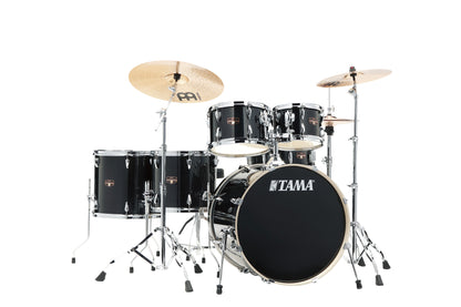 TAMA Imperialstar Drum Set 6 pcs - Hairline Black/Chrome HW + MEINL Cymbals HCS Cymbal Kit/Stage Master Double-Braced Hardware Kit