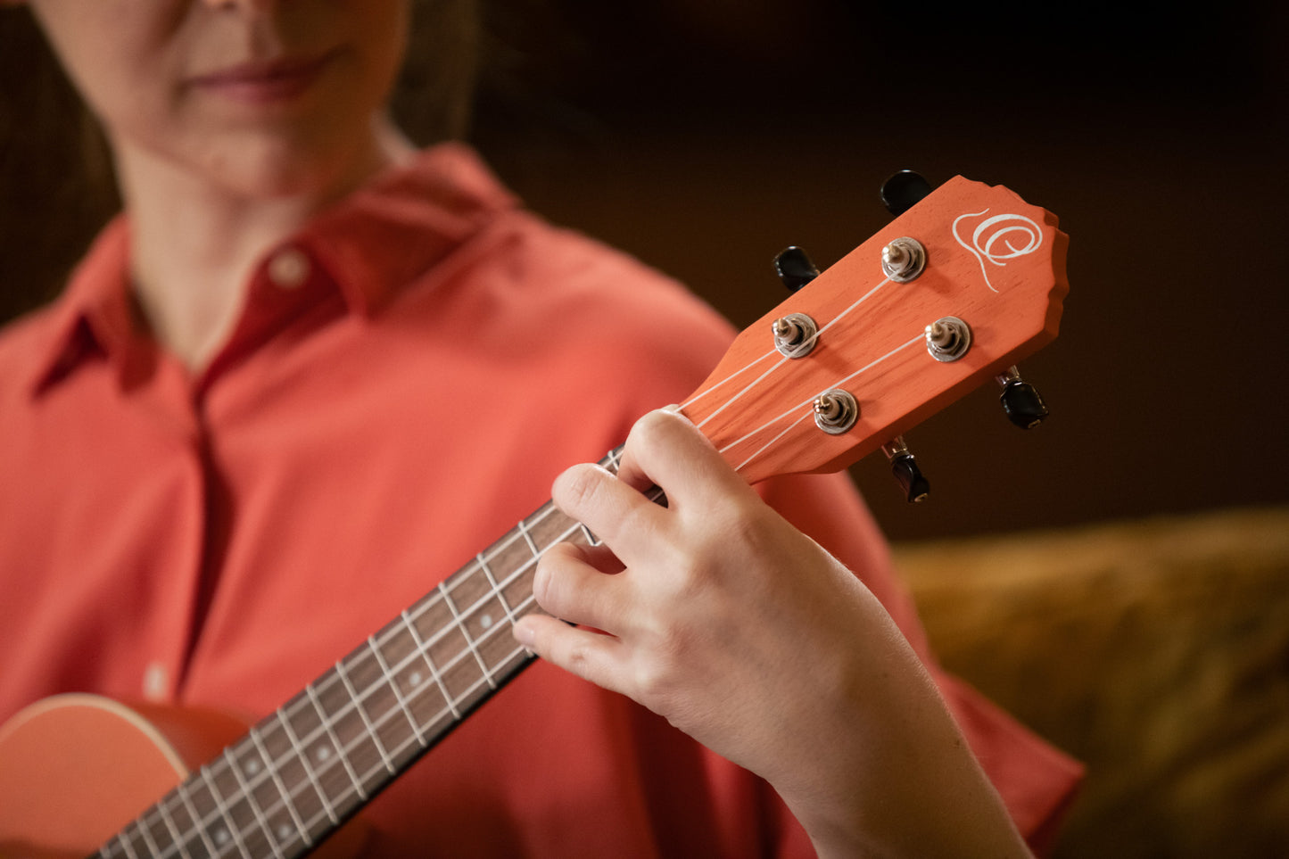 ORTEGA Earth Series Konzert Preamp Ukulele 4 String - Hokkaido Pumpkin Orange