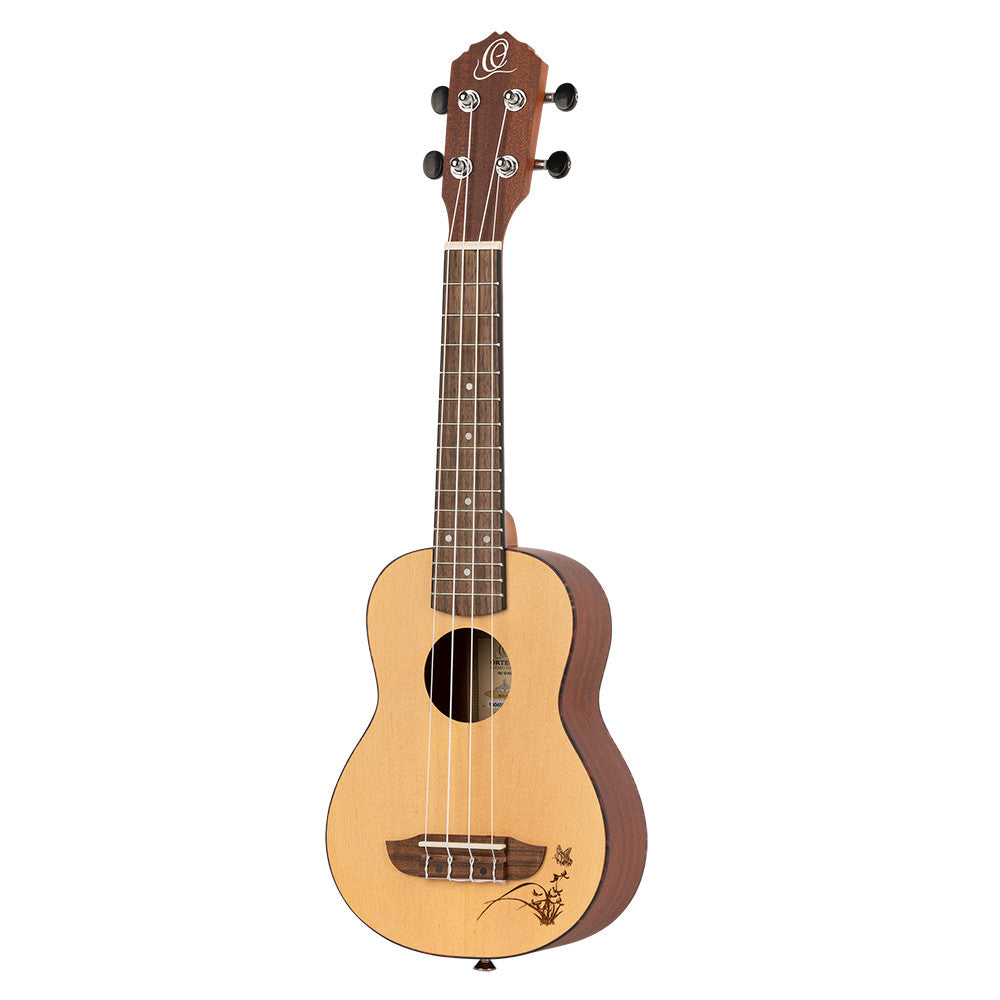 ORTEGA Bonfire Serie Sopran Ukulele 4 String - Fichte/Sapele Natur
