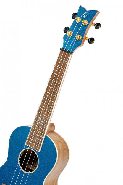 ORTEGA Element Serie Konzert Ukulele 4 String - Spruce / Catalpa Metallic Blue + Bag
