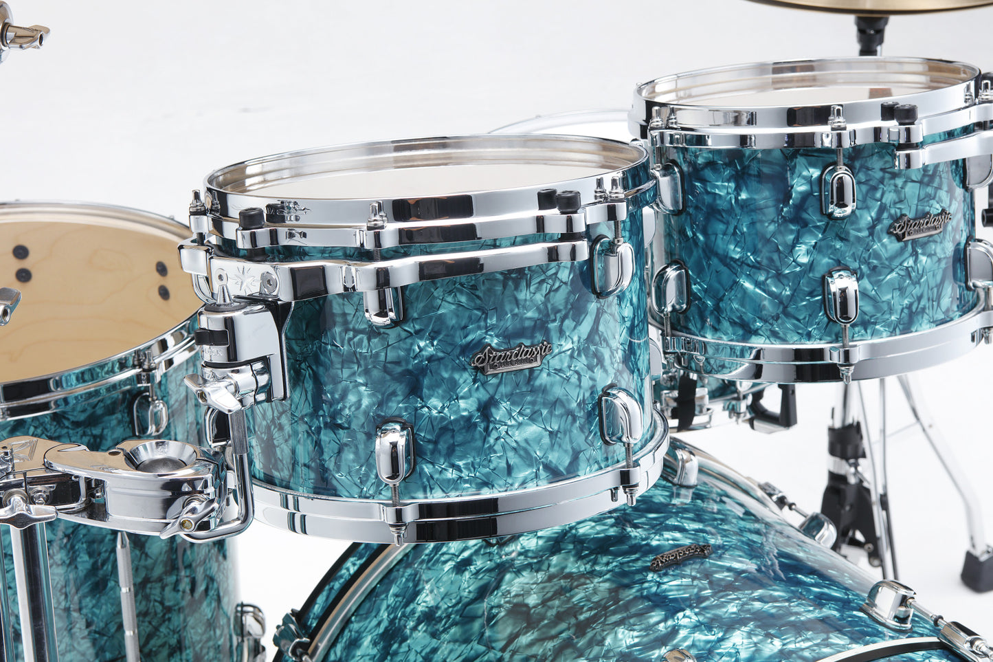 TAMA Starclassic Maple Duracover Wrap Shell Kit 4 pcs - Turquoise Pearl/Chrome HW