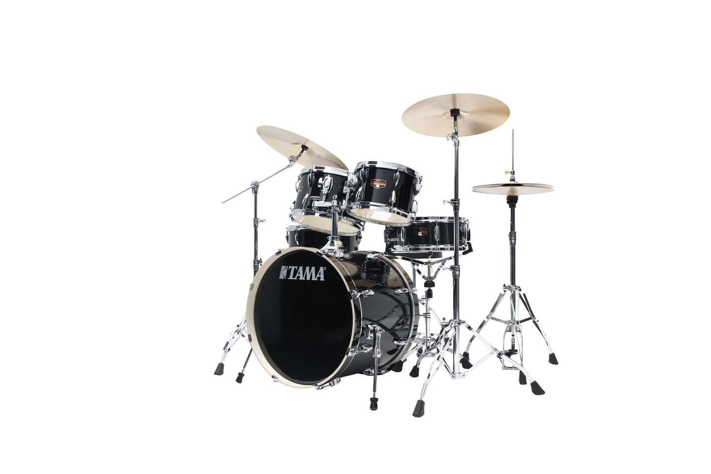 TAMA Imperialstar Drum Set 5 pcs - Hairline Black/Chrome HW + MEINL Cymbals HCS Cymbal Kit/Stage Master Double-Braced Hardware Kit