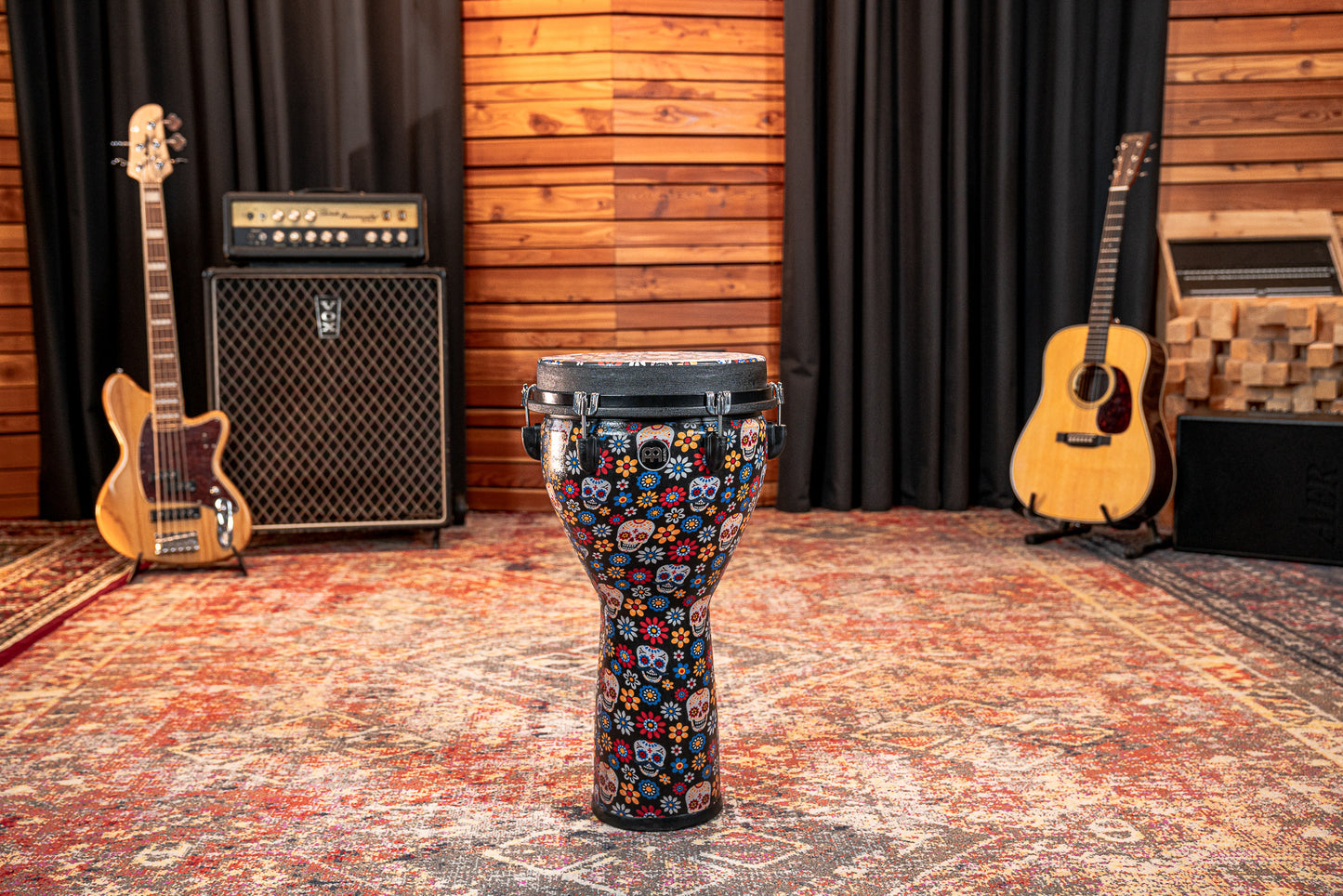 MEINL Percussion Jumbo Djembe 12" - Day Of The Dead/Designer Head