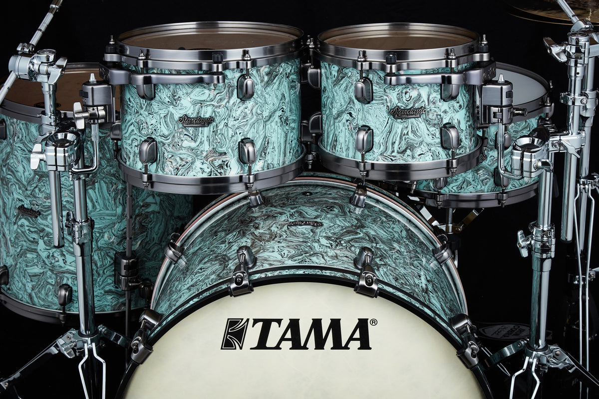 TAMA Starclassic Maple Duracover Wrap Shell Kit 4 teilig - Sky Blue Swirl/Smoked Black Nickel HW