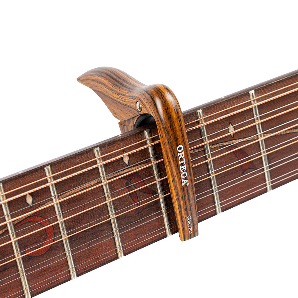 ORTEGA Curved Guitar Capo - Walnut Design