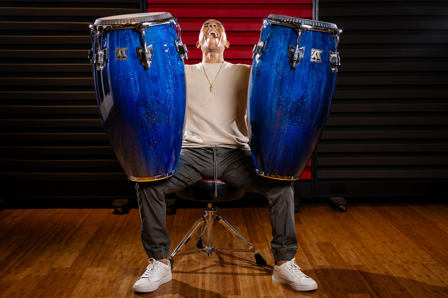 MEINL Percussion Artist Series William Kachiro Conga 11 3/4" /REMO® Black Calfskin Skyndeep Heads - Blue Wave