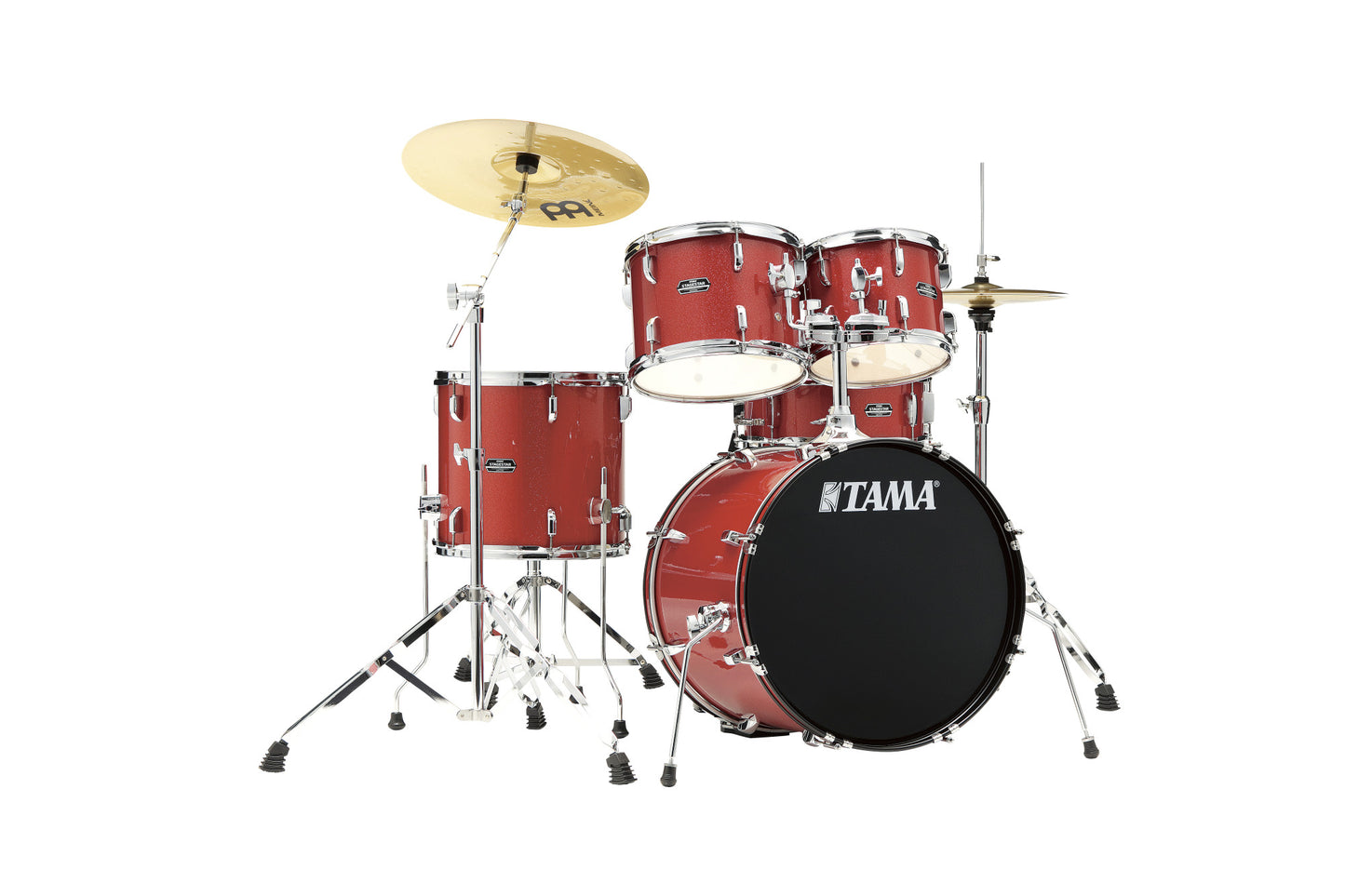 TAMA Stagestar Drum Set 5 teilig (20" BD) - Candy Red Sparkle/Chrom HW + MEINL Cymbals BCS Cymbal Set