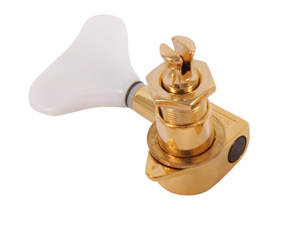 IBANEZ acoustic bass single machine head tuner - 1 x left in gold tone with white plastic button