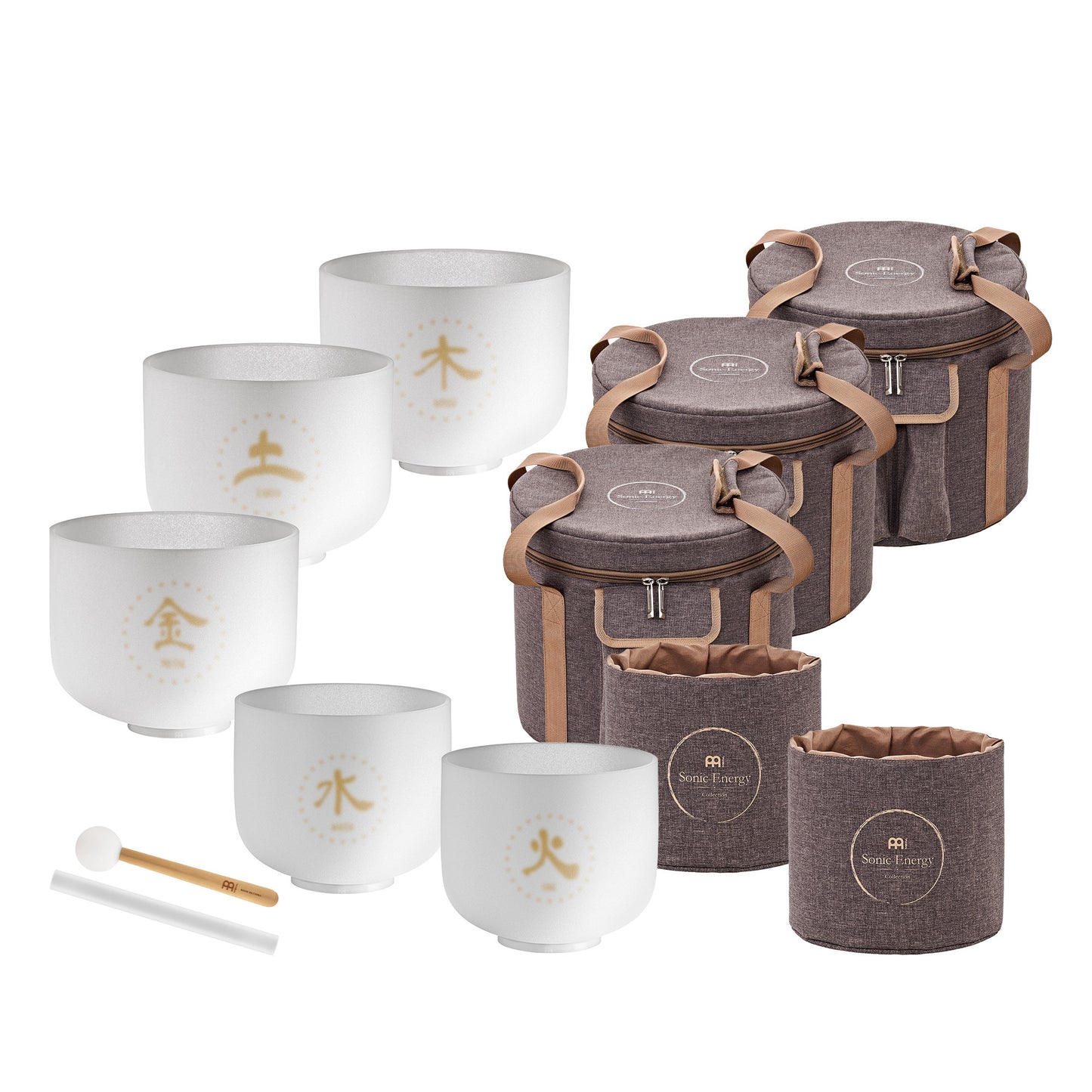 MEINL Sonic Energy 5-piece TCM Crystal Singing Bowl Elements Set