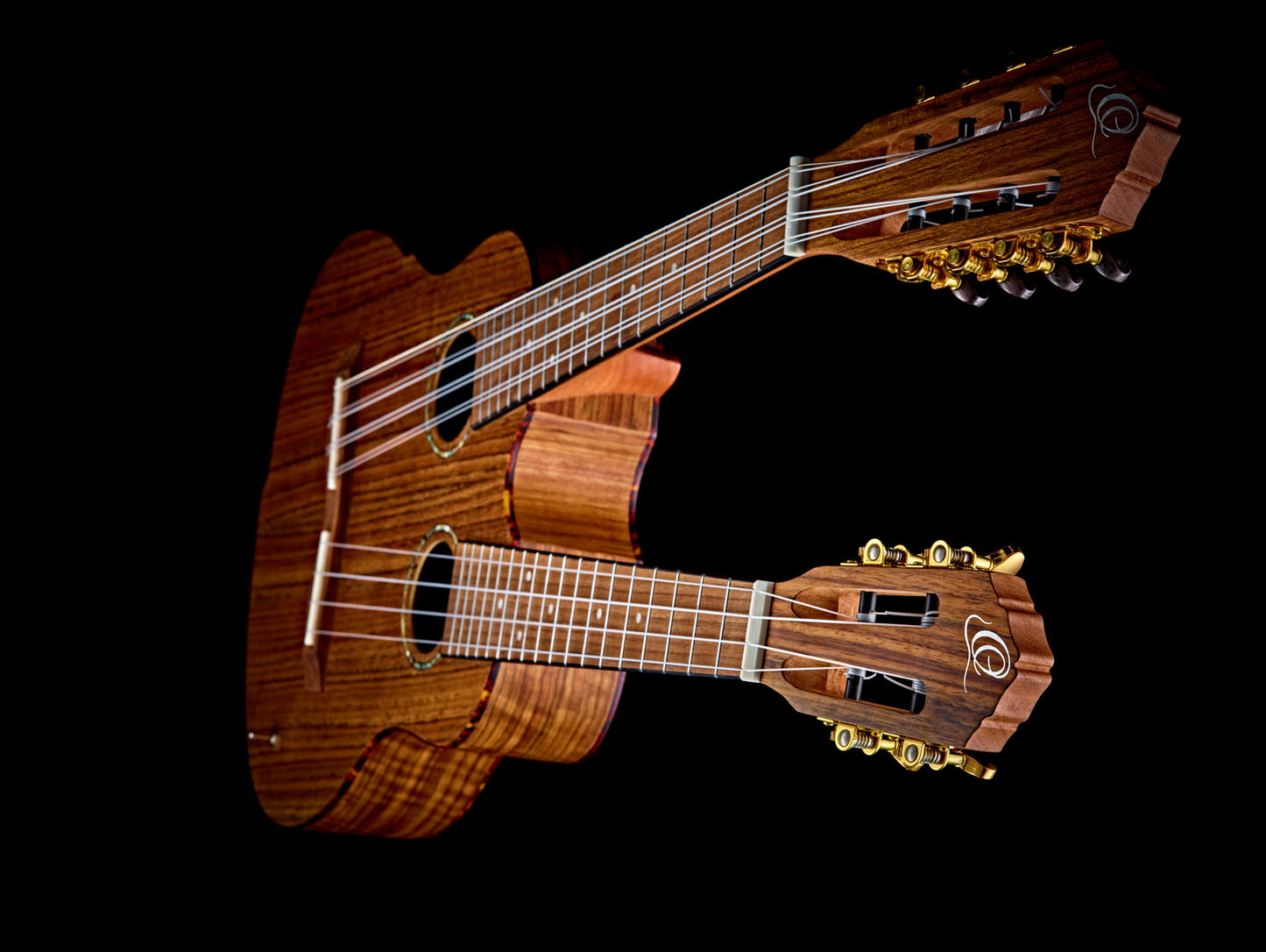 ORTEGA Custom Built Series Double-Neck Tenor Ukulele - Ovangkol Natural + Bag