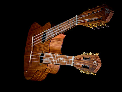 ORTEGA Custom Built Series Double-Neck Tenor Ukulele - Ovangkol Natural + Bag