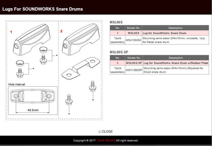 TAMA Soundworks Lug for Snare - Chrome