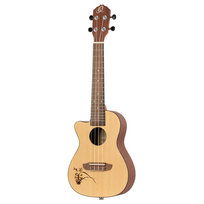 ORTEGA Bonfire Series Preamp Concert Ukulele 4 String Lefty - Spruce/Sapele Natural