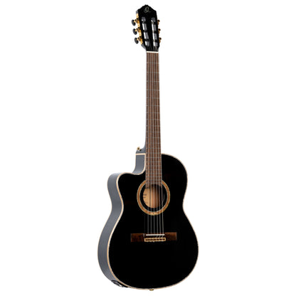 ORTEGA Performer Series 4/4 Thinline Konzertgitarre 6-String Lefty - Black + Gigbag