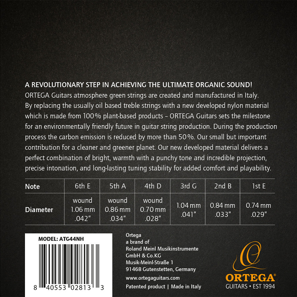 ORTEGA Atmosphere Green Series Nylon String Set - Hard Tension