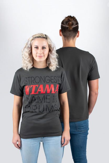 Tama t-shirt in dark grey with "Strongest Name" frontprint