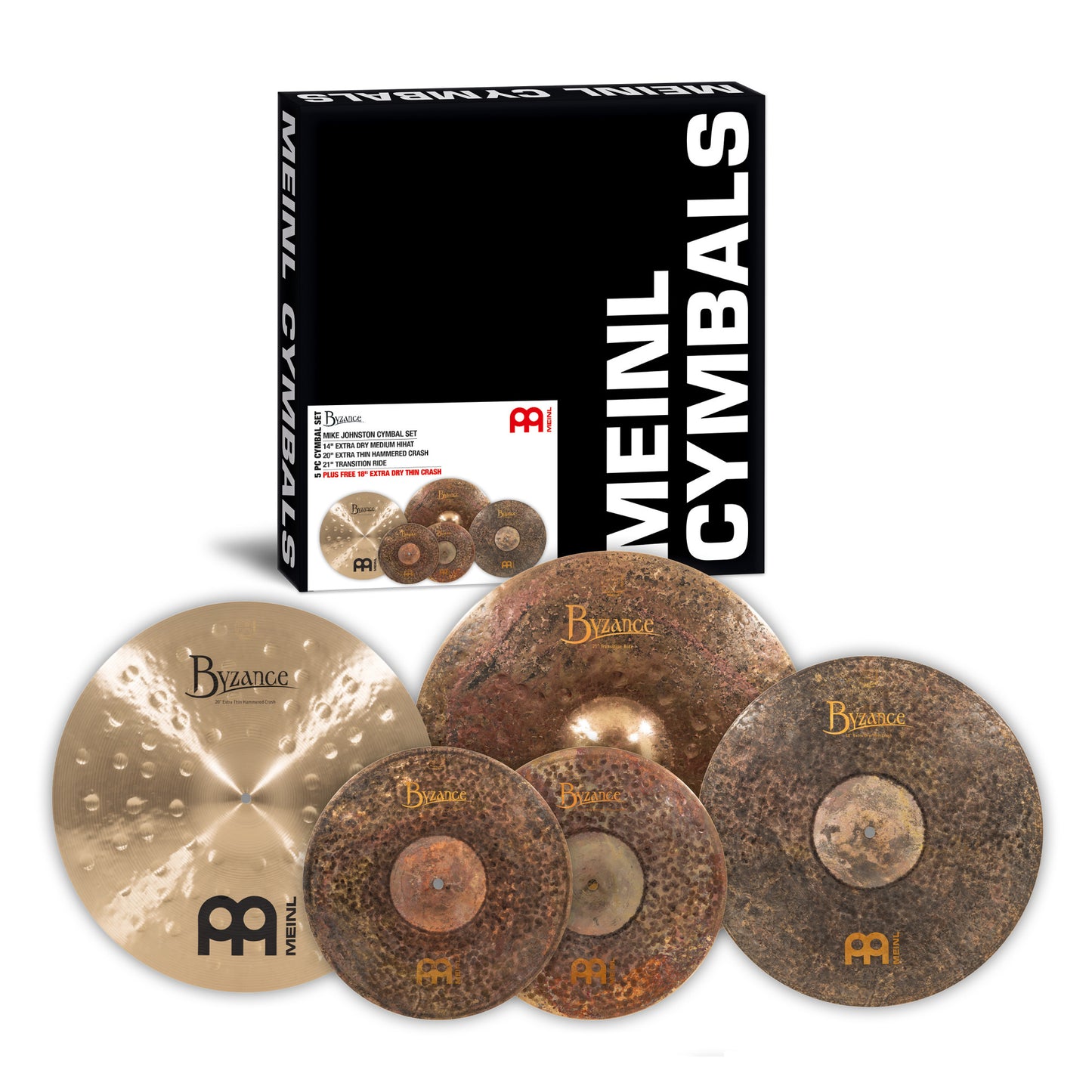 MEINL Cymbals Beckenset Byzance Mike Johnston - gratis Byzance 18" Extra Dry Thin Crash