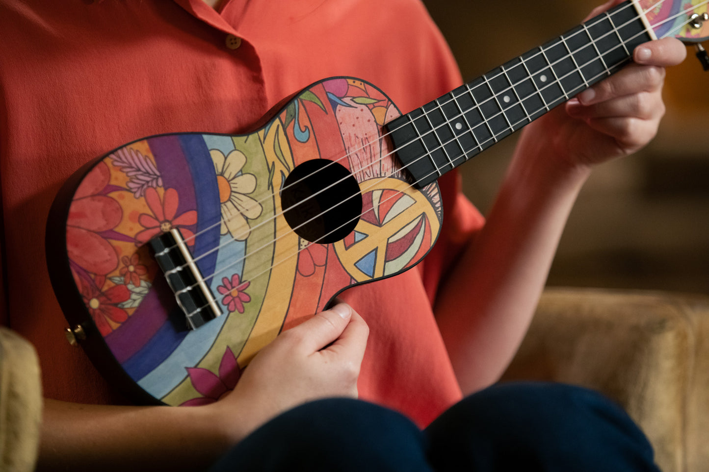 KEIKI K2 Serie Sopran Ukulele Set - Agathis / Peace '68"