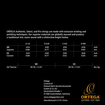 ORTEGA Custom Made Strings Authentic String Set - Ukulele 4 String
