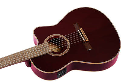 ORTEGA Performer Series 4/4 Thinline Konzertgitarre 6-String - Stained Red + Gigbag