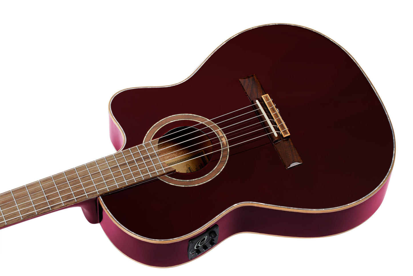 ORTEGA Performer Series 4/4 Thinline Konzertgitarre 6-String - Stained Red + Gigbag