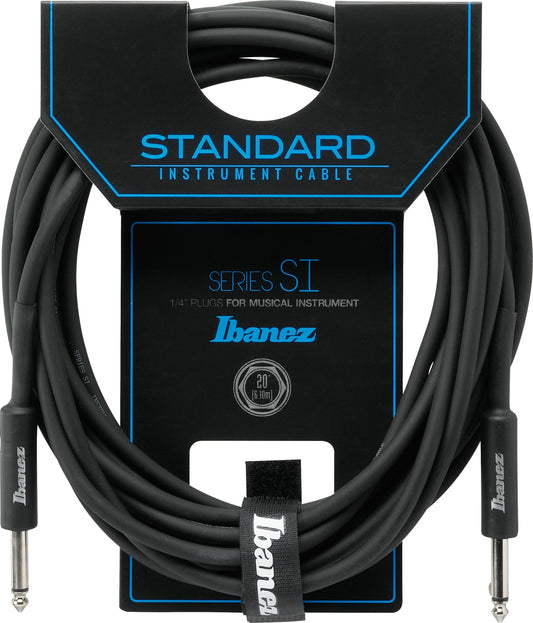 IBANEZ SI Serie (Standard) Instrumentenkabel - 2 gerade Stecker - Klinke - Klinke, Schwarz - 6,10 m / 20 ft