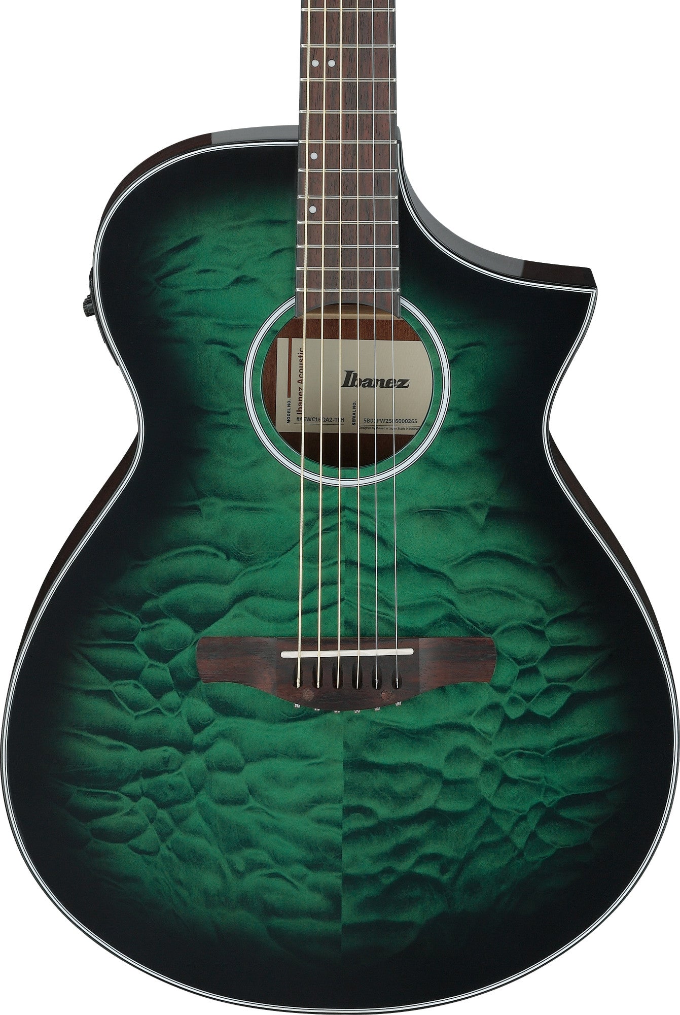 IBANEZ AEWC Acoustic Guitar 6-String - Transparent Emerlad Burst Top & Natural High Gloss Back & Side