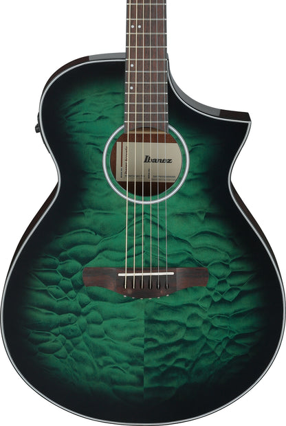 IBANEZ AEWC Acoustic Guitar 6-String - Transparent Emerlad Burst Top & Natural High Gloss Back & Side