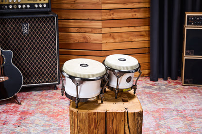 MEINL Percussion Artist Series Bongo Roberto Serrano, REMO® Fiberskyn Heads - 7" & 8 1/2" Pearl White