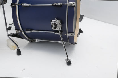 TAMA Superstar Hyper-Drive Duo Kit 4pcs - with 14" x 10" Duo Snare - Satin Blue Vertical Stripe / Black Nickel HW