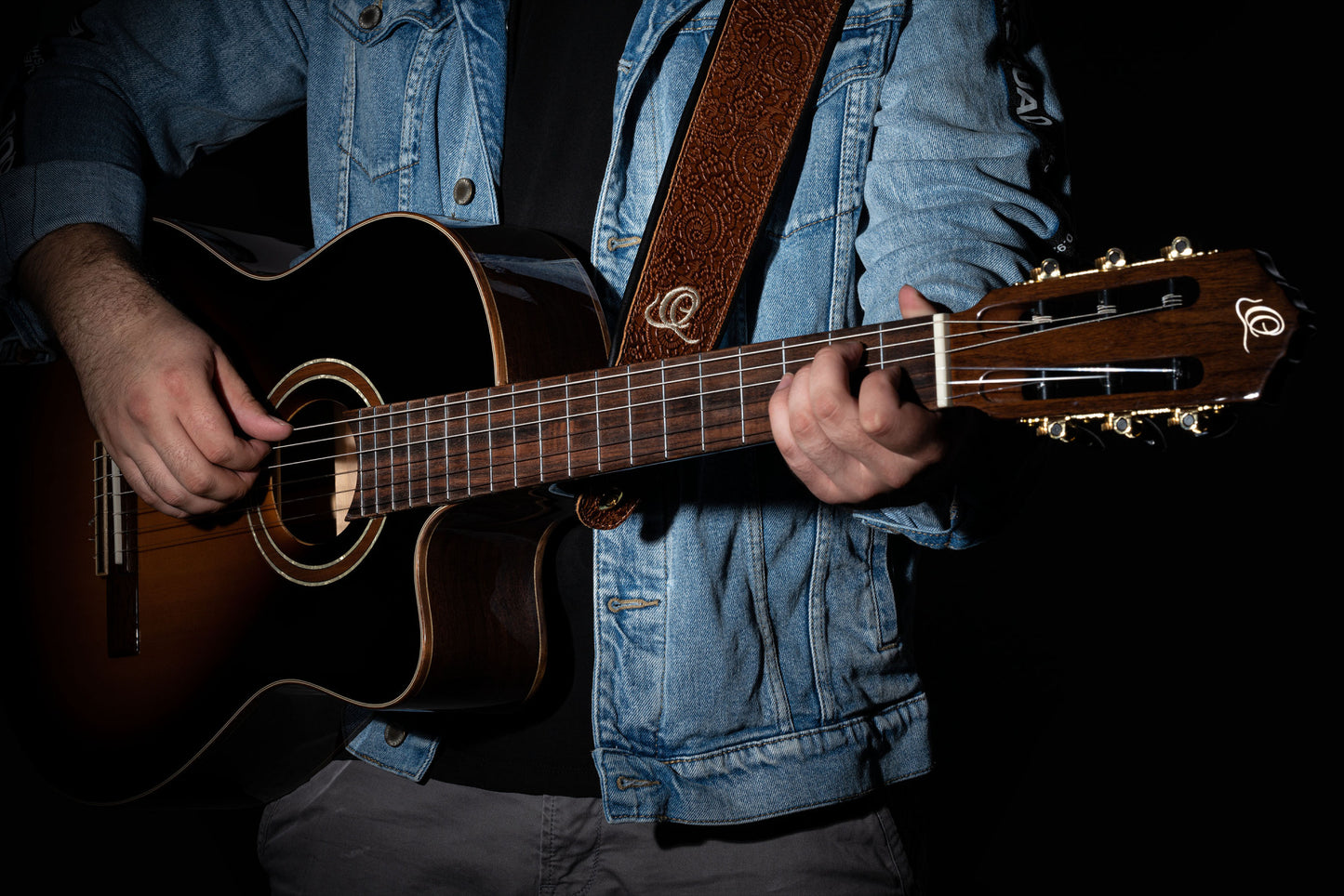 ORTEGA Echtledergitarrengurt - Byzantine Brown