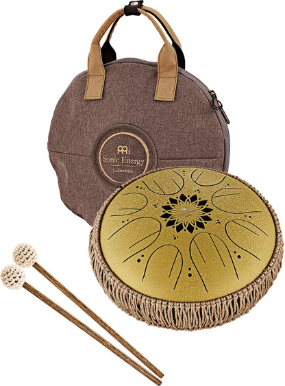 MEINL Sonic Energy Medium Octave Steel Tongue Drum 10" - C Major/8 Notes/432 Hz - Gold