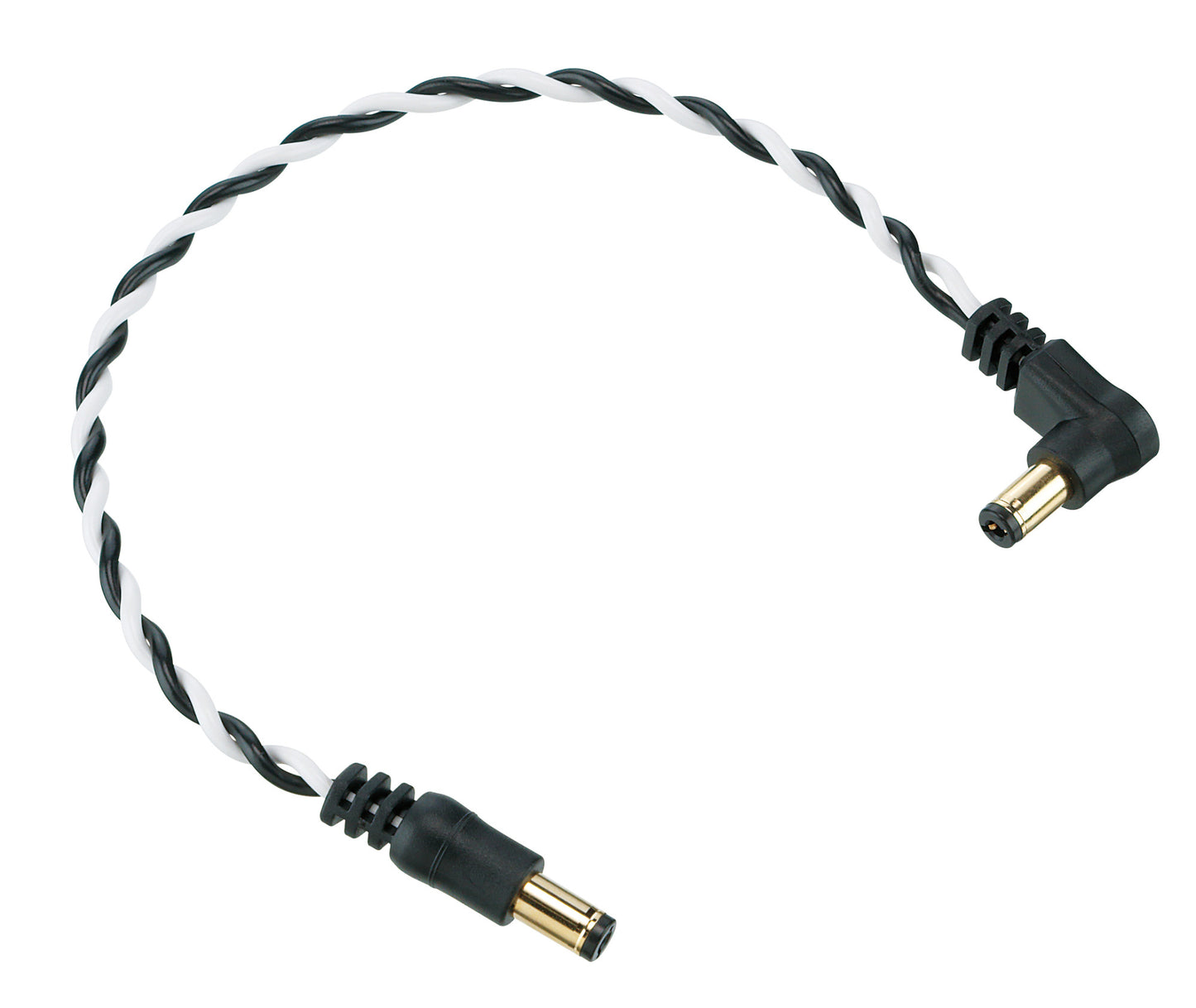 IBANEZ Verdrilltes DC-Kabel Schwarz & Weiß, Länge: 8“ Gerader & abgewinkelter Stecker
