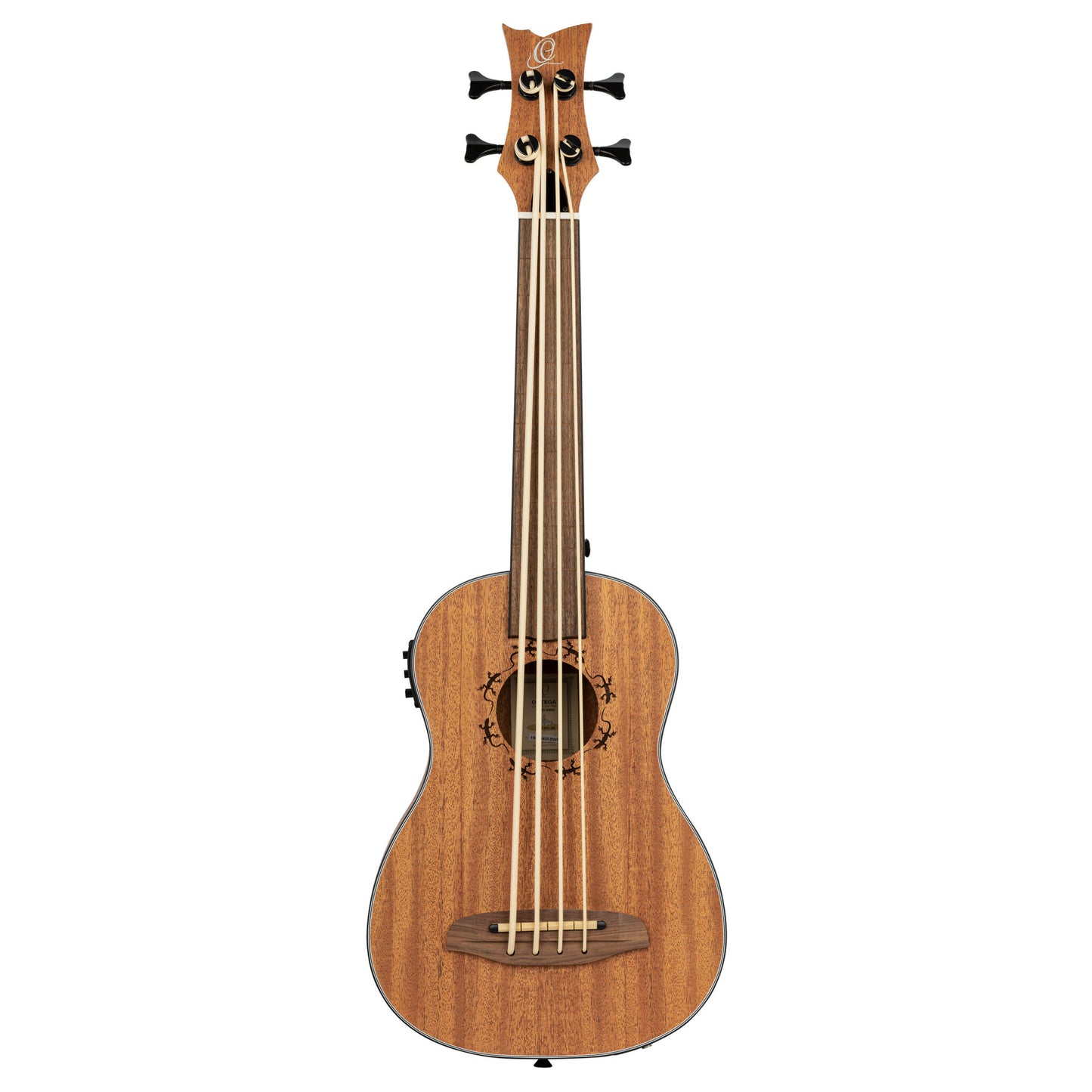 ORTEGA Lizard Serie Short Scale Fretless Uke Bass 4 String - Mahogany Natural + Bag