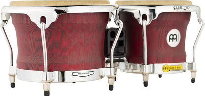MEINL Percussion Woodcraft Serie Wood Bongo 7" Macho & 8 1/2" Hembra - Vintage Red/Chrome HW