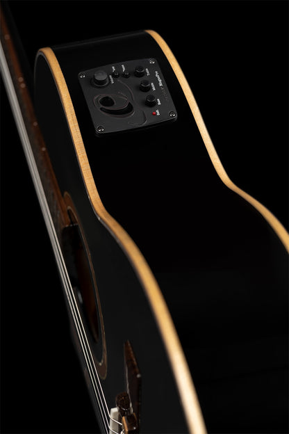 ORTEGA Performer Series 4/4 Thinline Konzertgitarre 6-String Lefty - Black + Gigbag