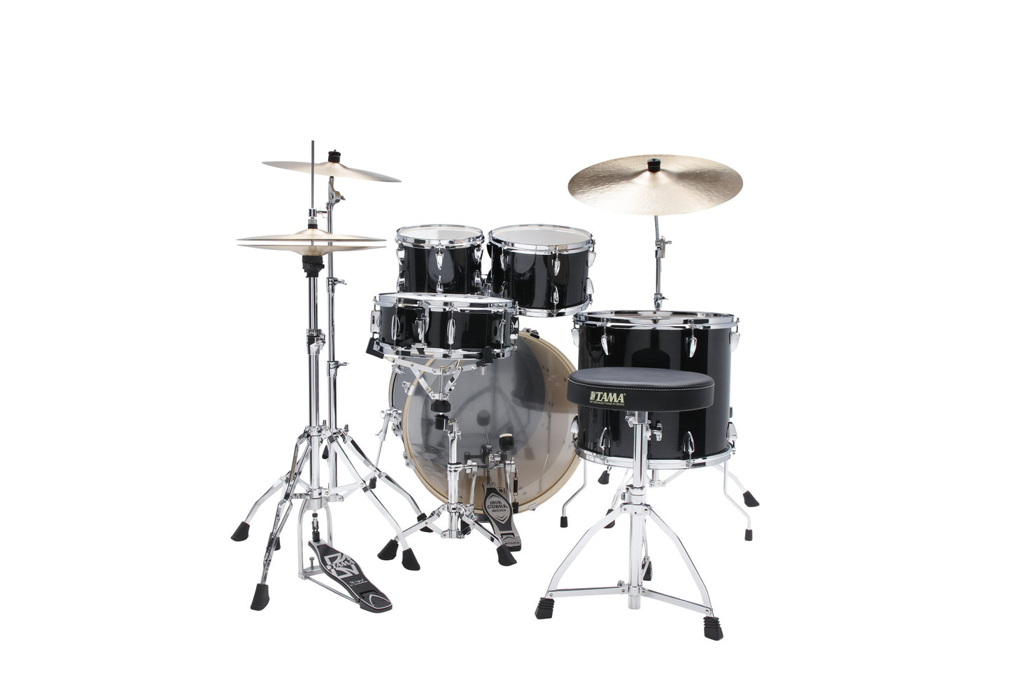 TAMA Imperialstar Drum Set 5 teilig - Hairline Black/Chrom HW + MEINL Cymbals HCS Cymbal Kit/Stage Master Double-Braced Hardware Kit