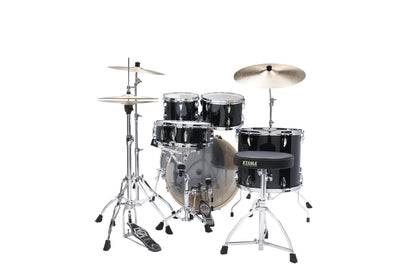 TAMA Imperialstar Drum Set 5 teilig - Hairline Black/Chrom HW + MEINL Cymbals HCS Cymbal Kit/Stage Master Double-Braced Hardware Kit